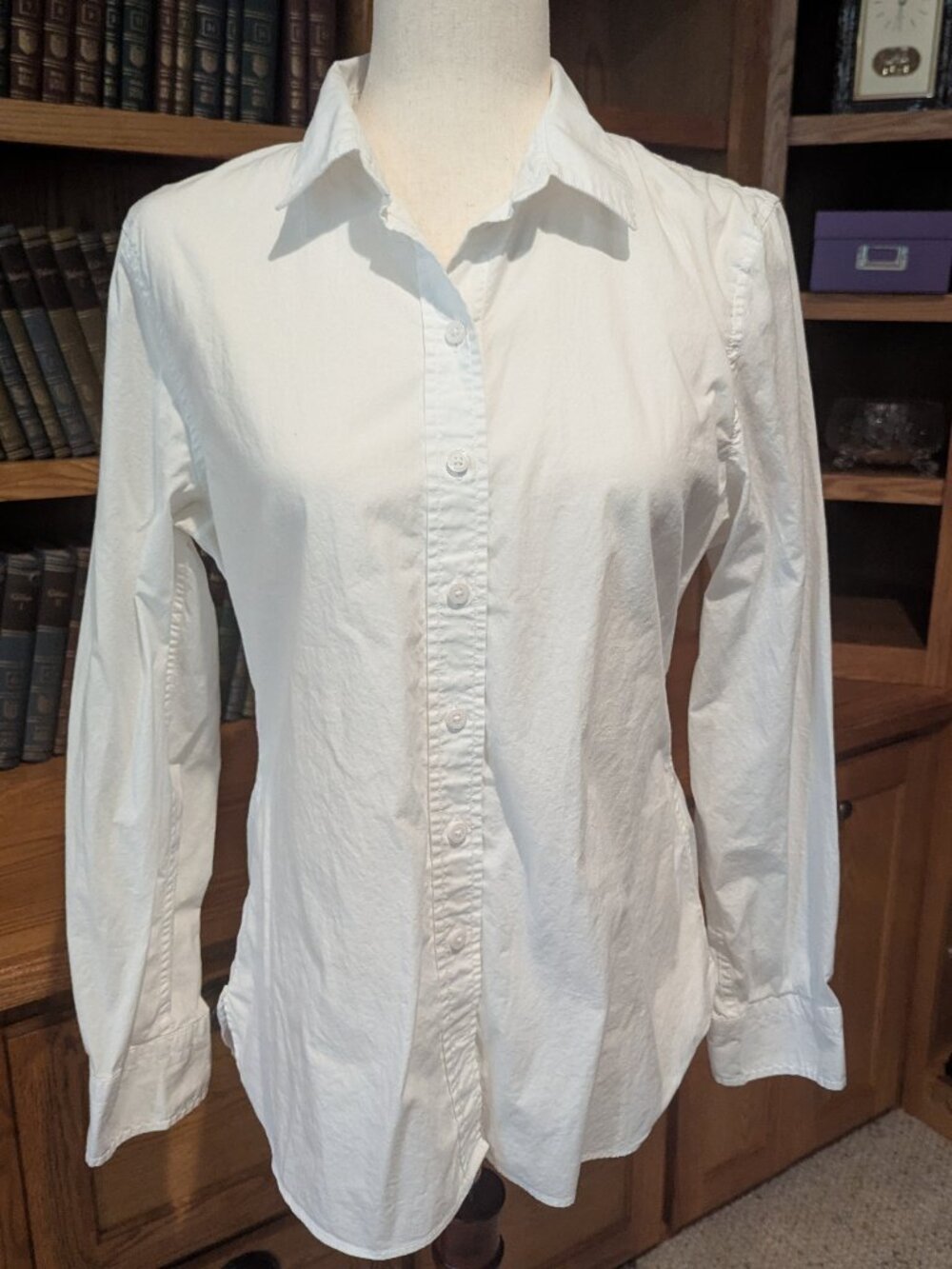 J.Crew White Stretch Button Down Shirt (L)